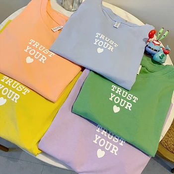 2020 Poletje Črko T-Shirt Ženske Modni Priložnostne Kratek Rokav Dno Svoboden O-Vratu Ulične Korejski Puloverju Ženski Top Tshirt 4