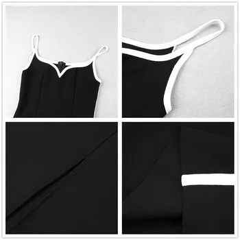 Ženske Obleke Povoj Črno V Vratu Dolgo Seksi Bodycon Obleka Ženske Jesen Zima Dolga Obleka 4