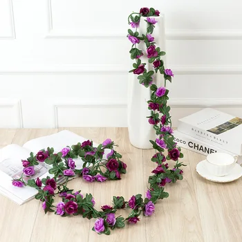 2,5 M Umetne Svile tkanine, peony cvet vinske trte Poroko Garland Ivy Dekoracijo Trte Svile Cvetja za Stranke Arch Doma Dekor Niz 5
